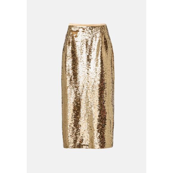 MARIE OLIVER NWT Wray Midi Skirt in Gold Sequin // 2 - Picture 1 of 15